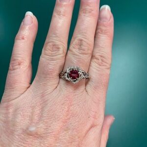 Ireland ruby red and silver ring